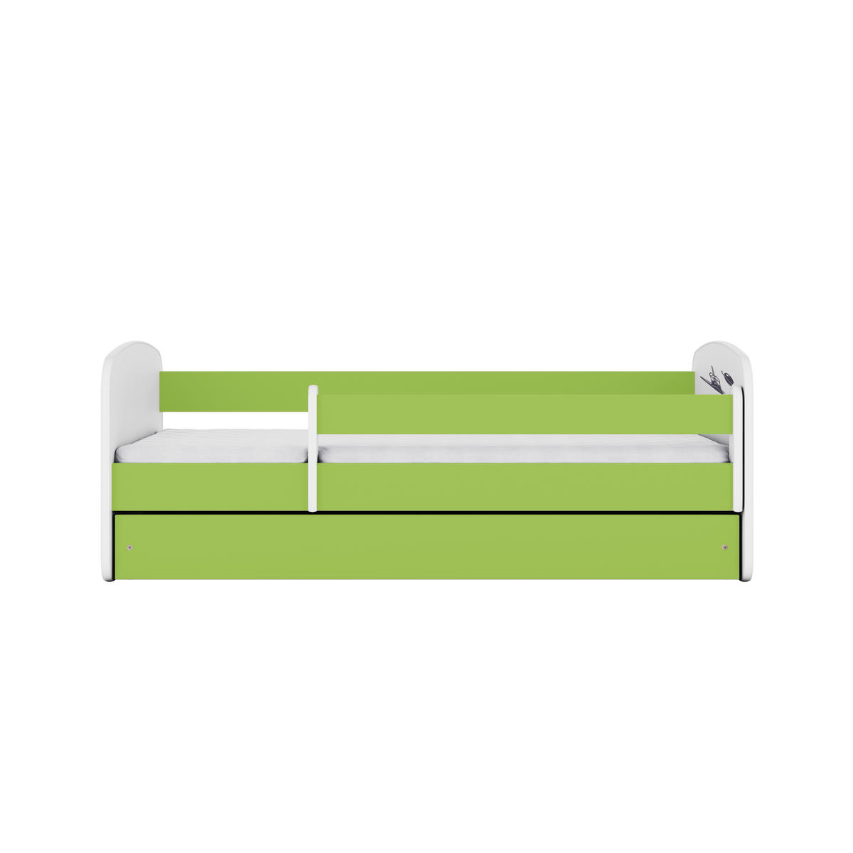 KINDERBETT NASA mit Schublade und Matratze 160/80 - Grün, Holzwerkstoff (80/160cm) - RAUMHIRSCH FURNITURE