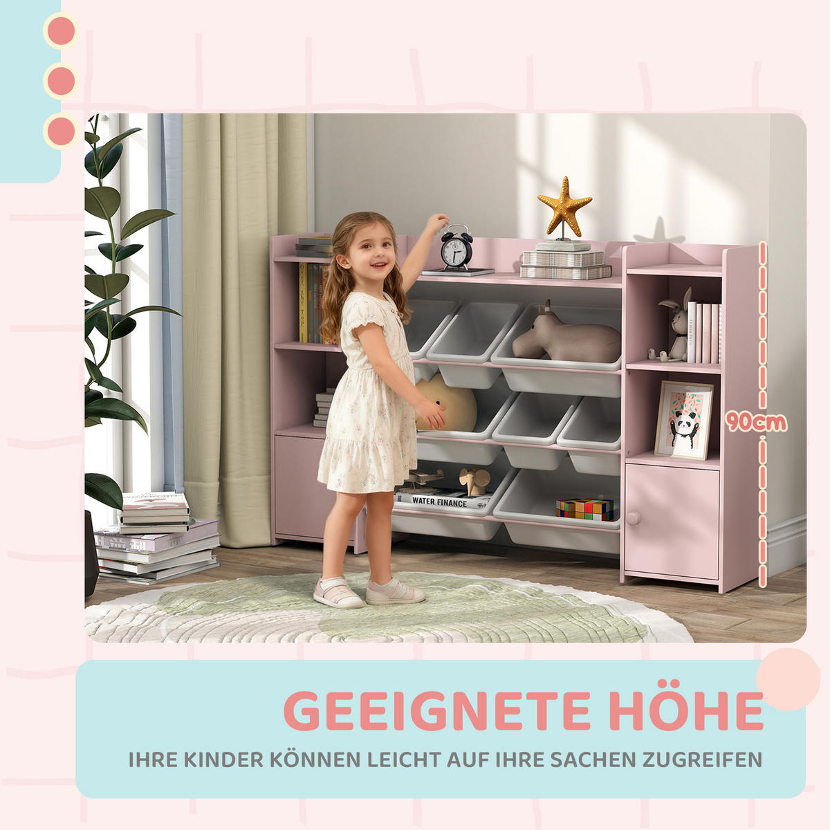AUFBEWAHRUNGSREGAL DE-09562 Rosa - Pink, Holzwerkstoff (140/90/30cm) - ComfortXL