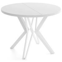 ESSTISCH Austin runder ausziehbarer, Weiß 120-200/100/76 cm - Weiß, Holzwerkstoff/Metall (120/200/76cm) - WFL GROUP
