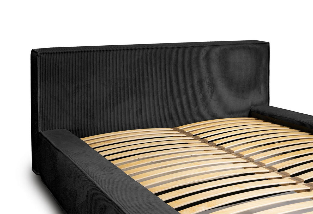 POLSTERBETT Modesto In Lincoln - Schwarz, Holzwerkstoff/Textil (180/200cm) - Fun Möbel