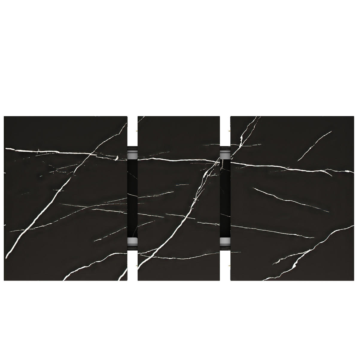 AUSZIEHTISCH 120-160/75/75,5 cm in Schwarz mit Marmormuster & Metallgestell - Schwarz, Holzwerkstoff (160/75/75.5cm) - BEAOK