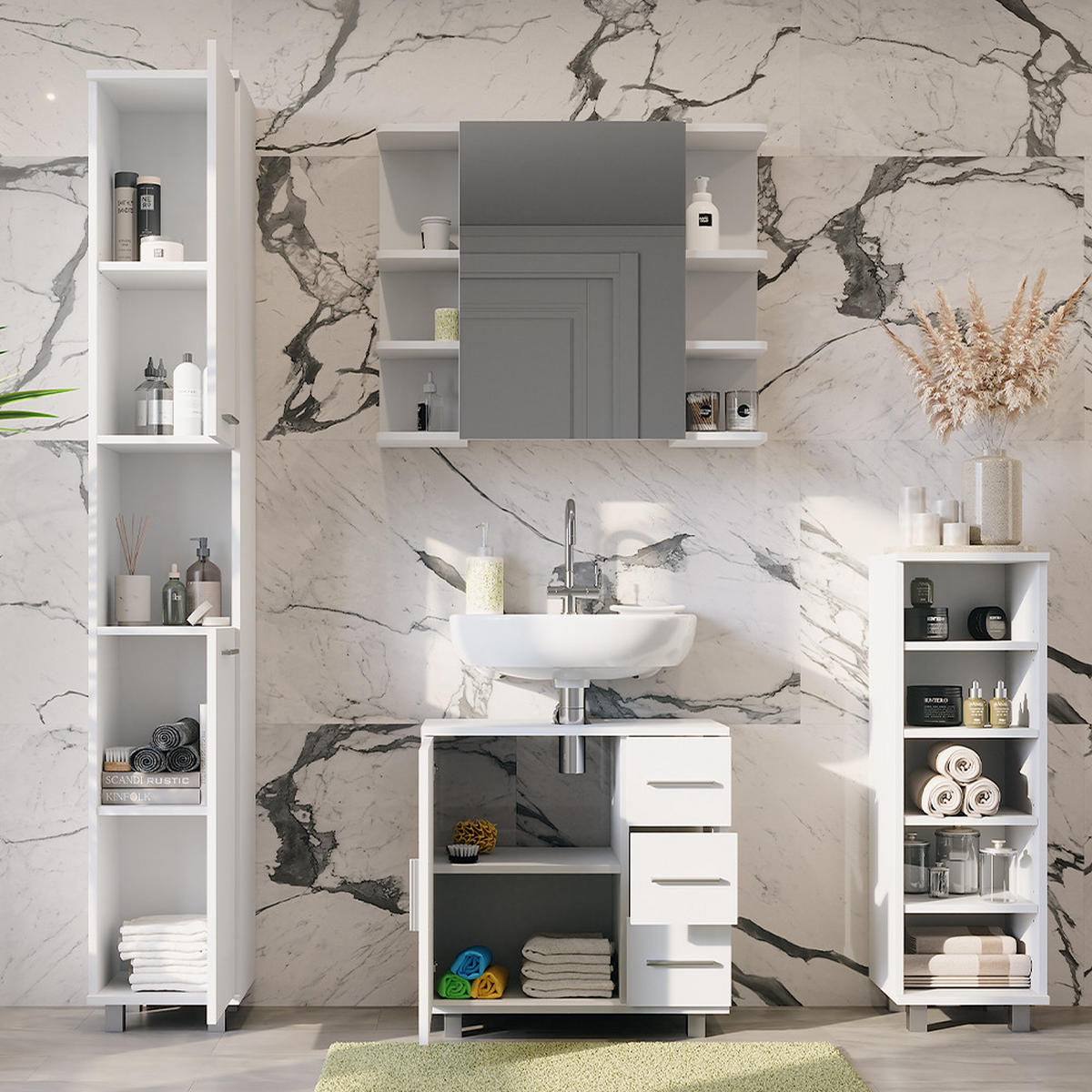 KOUPELNOVÝ NÁBYTEK Ilias Bílá - bílá, kompozitní dřevo (60.2/60.8/33cm) - Vicco