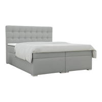 BOXBETT CLAUDIA 120x200 Velour Hellgrau mit Taschen-Federkernmatratzen 7 Zonen H4 - Hellgrau, Holzwerkstoff (120/200cm) - Deine Möbel 24