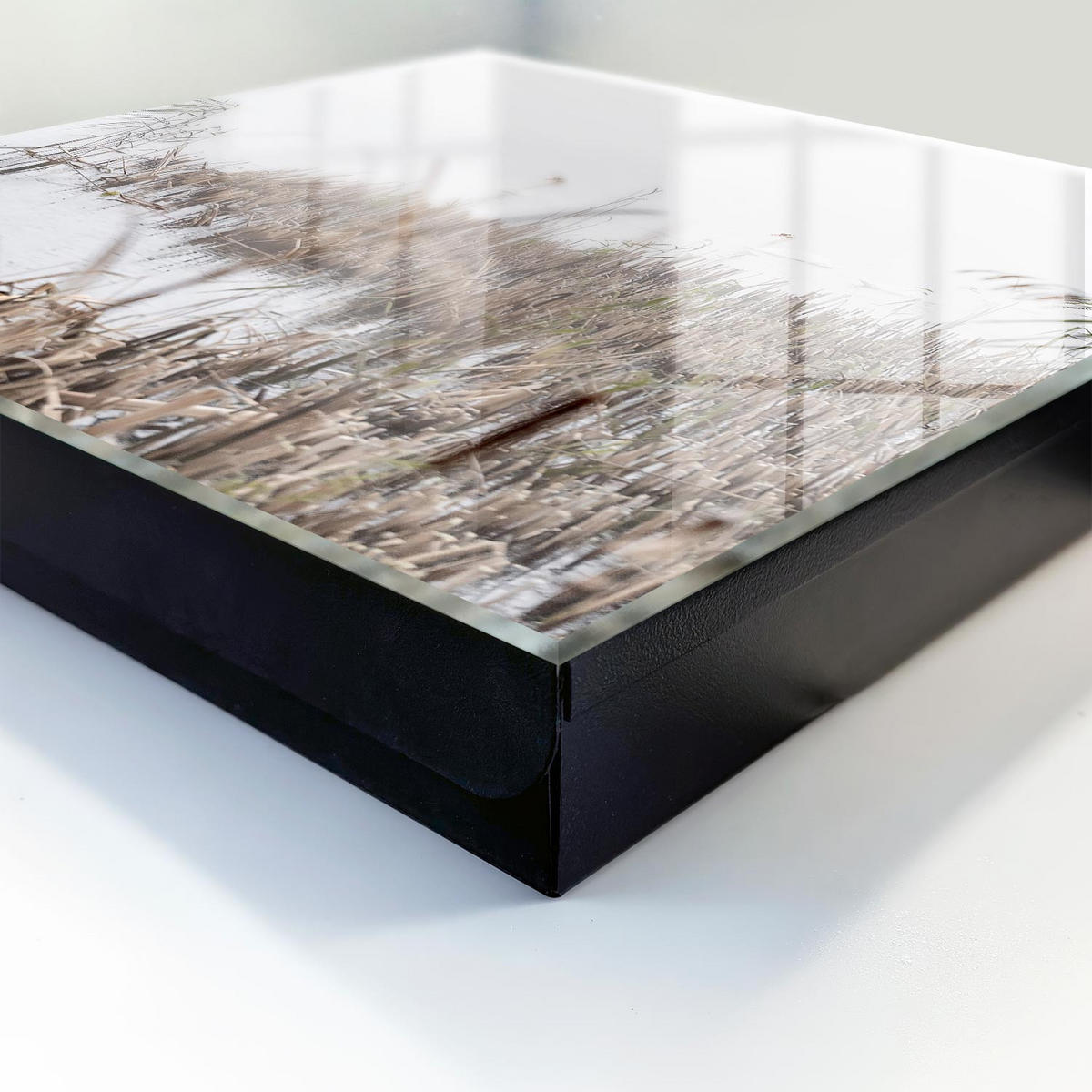 SCHLÜSSELBOX Schwarz 30x30 cm- Türöffnung nach rechts - neblige Ruhe - Weiß, Metall (30/30/5cm) - TULUP