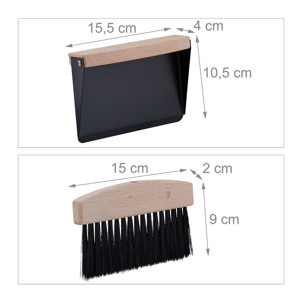 TISCHKEHRSET - Schwarz, Holz/Kunststoff (15.5/4/11cm) - Relaxdays