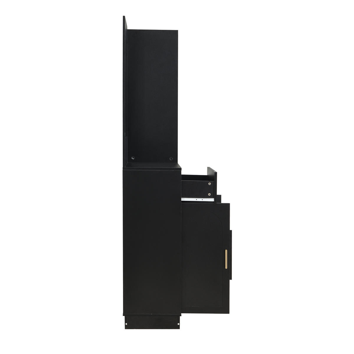 KOMPAKTGARDEROBE 110/33/185,5 cm aus MDF mit Spiegel und Schuhbank Schwarz - Schwarz, Holzwerkstoff (110/185.5/33cm) - Modenvie