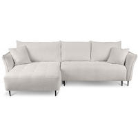 ECKSCHLAFSOFA Bari links beige - Beige/Schwarz, Textil (276/158cm) - Beautysofa