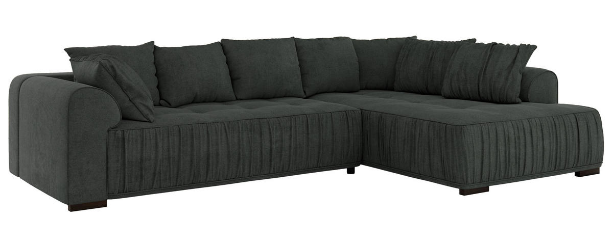 ECKSOFA ORTA Dunkelgrau Stukture - Rechts - Dunkelgrau/Schwarz, Textil (200/325cm) - MKS