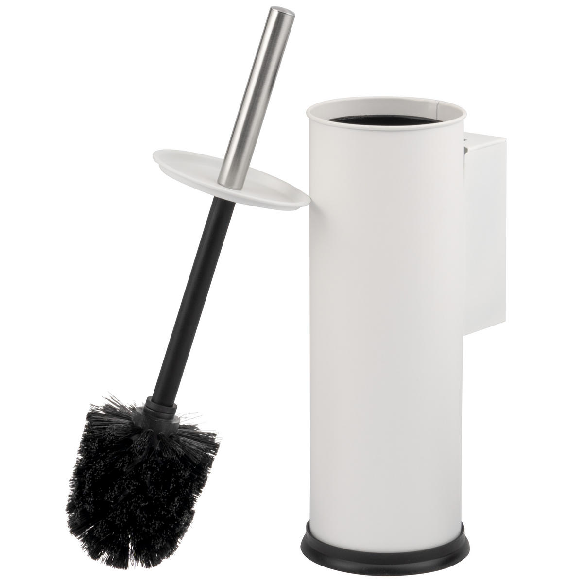 WC-GARNITUR inkl. Wandhalterung, Edelstahl weiß - Weiß, Metall (10/39/13.5cm) - bremermann