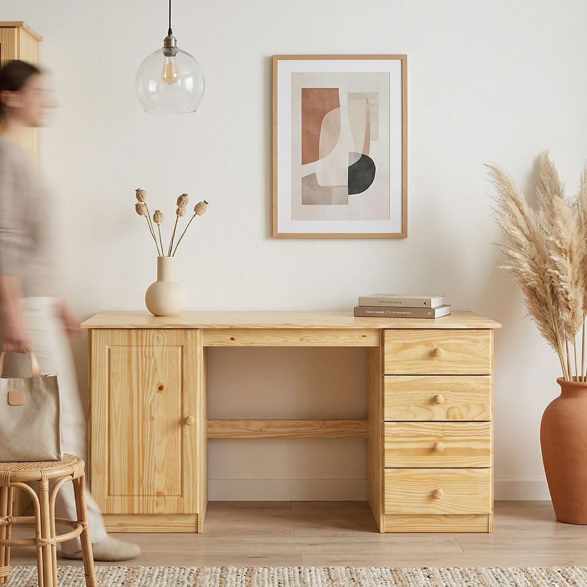 SCHREIBTISCH MANAGER natur - Naturfarben, Holz (54/145/73cm) - IDIMEX