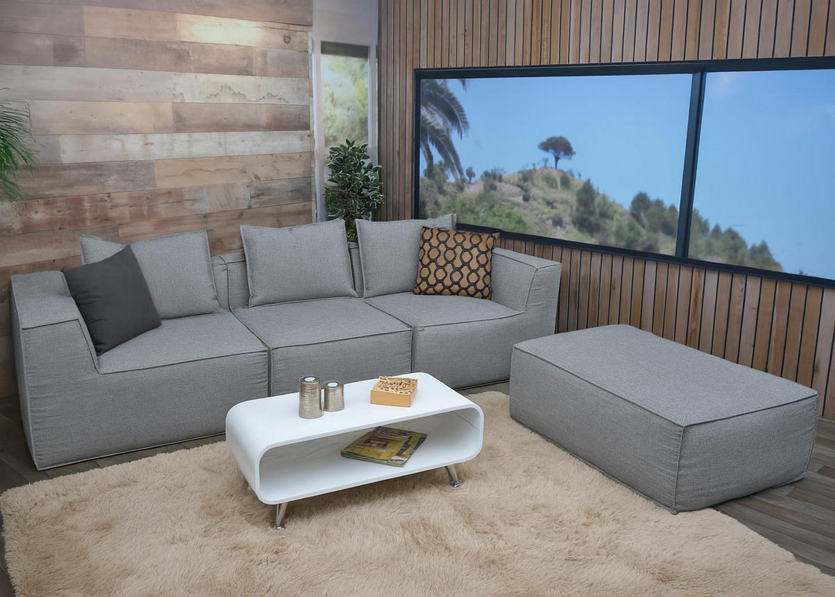 2MÍSTNÁ POHOVKA Světle šedá - světle šedá, textil (194/63/97cm) - MCW