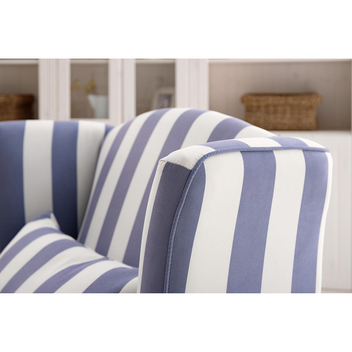 OHRENSESSEL - Webstoff - Blau/Weiß, Textil (94/95/134cm) - home24