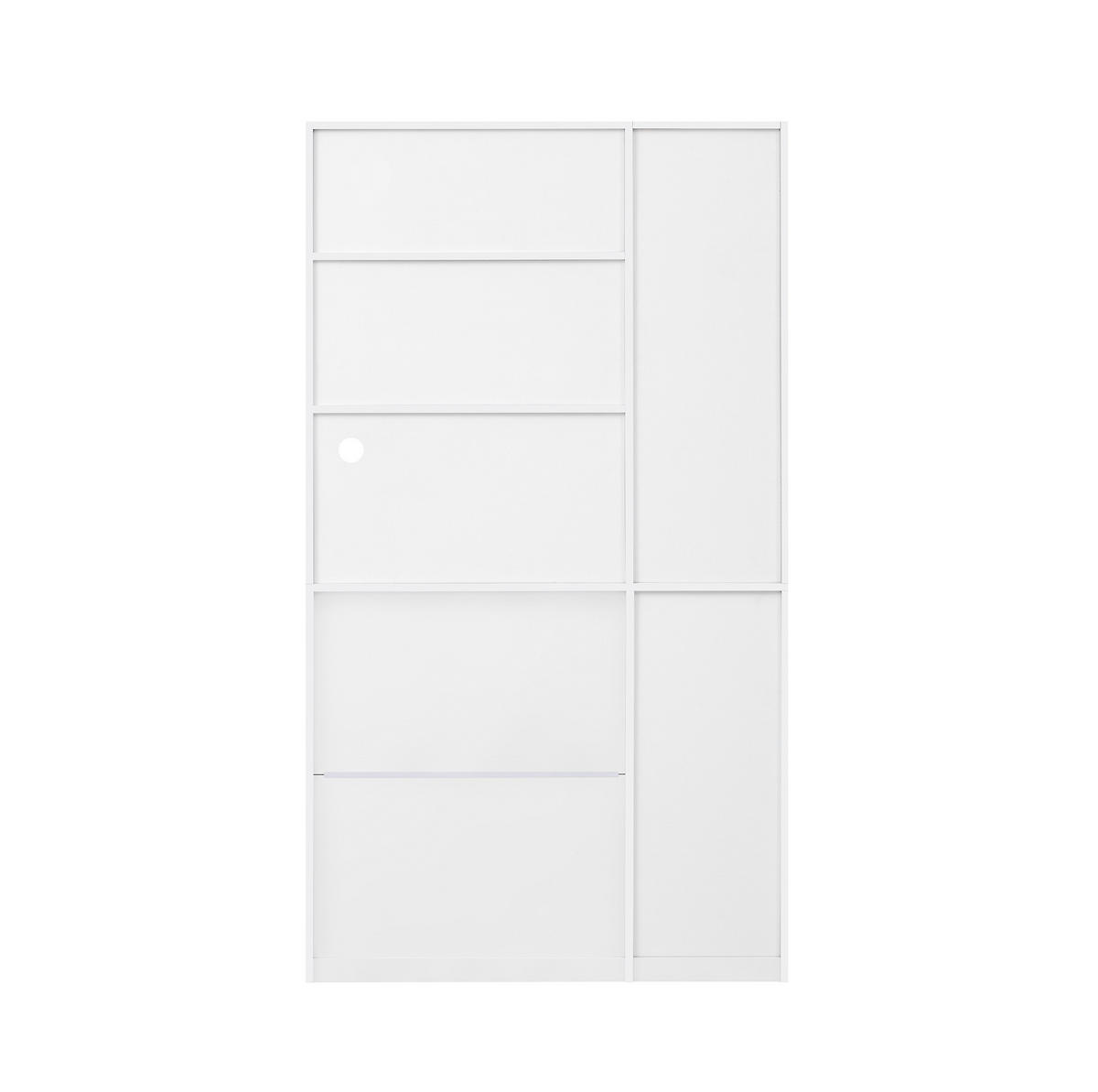 HIGHBOARD 98/40/177 cm mit Riffelglas, Schublade und offenen Fächern - Weiß, Holzwerkstoff (98/177/40cm) - BEAOK