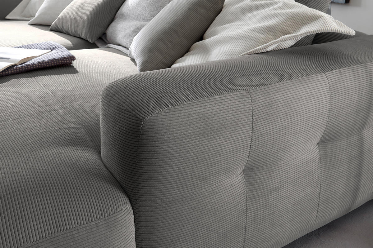 BIG SOFA MIKA Anthrazit Cord - Anthrazit/Schwarz, Kunststoff/Textil (300/86/167cm) - KAWOLA