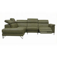 ECKSOFA Antares Echtleder mit 1 x Relaxfunktion Olivgrün - Olivgrün, Leder/Metall (224/276cm)