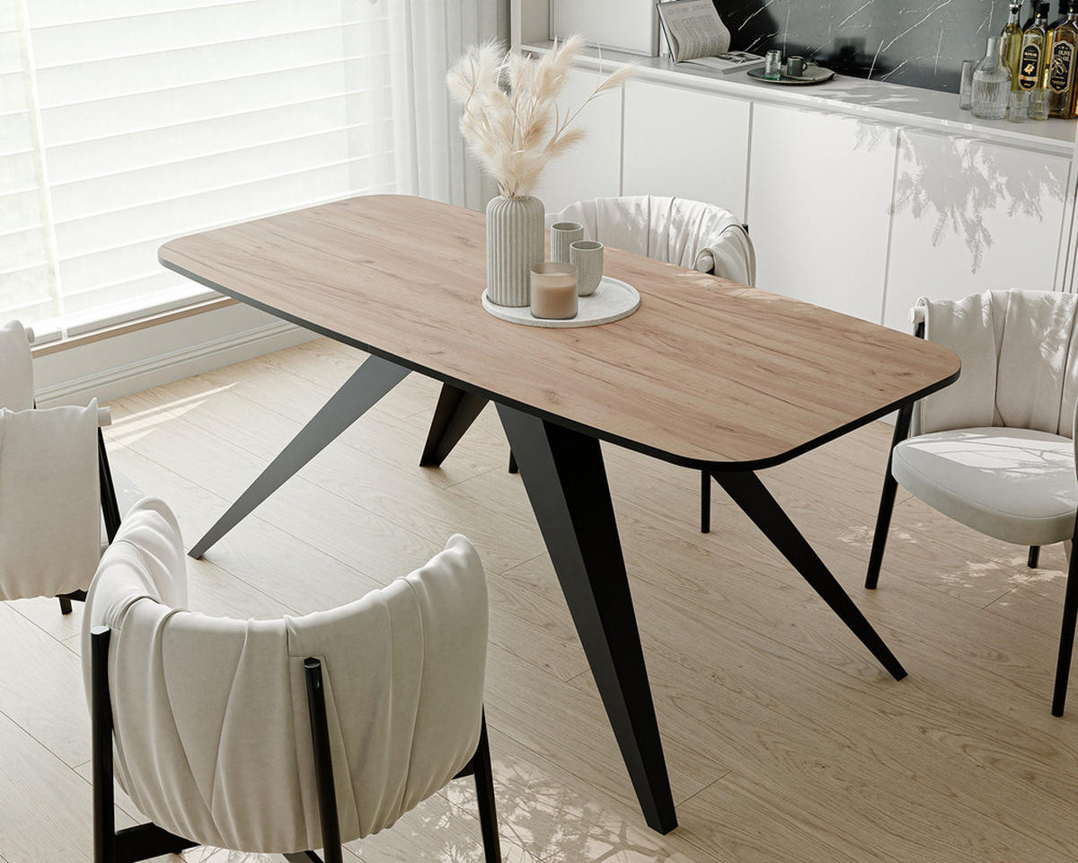 AUSZIEHTISCH FENTO 180/90/76 cm, Schwarze Eiche / Kraft-Eiche - Eiche Wotan, Holzwerkstoff/Metall (90/180/76cm) - Idohome