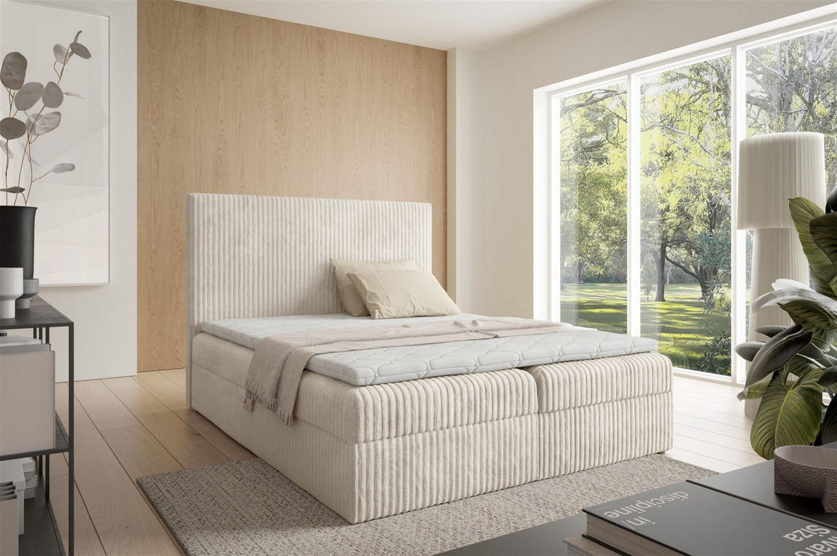 BOXBETT Arnau - Creme, Holzwerkstoff/Textil (160/200cm) - Fun Möbel