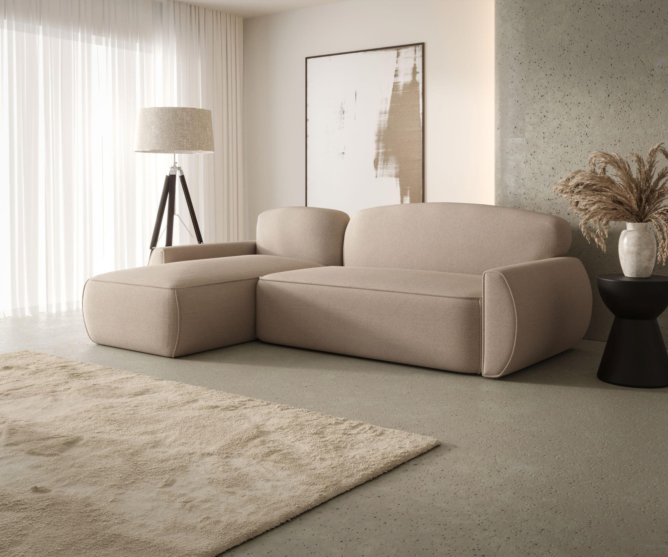 ECKSOFA mit Schlaffunktion LUCAS Curio 15 Links - Beige, Textil (240/145cm) - Bedante
