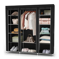 KLEIDERSCHRANK FALTBAR - Schwarz, Textil (45/175/150cm) - Intirilife