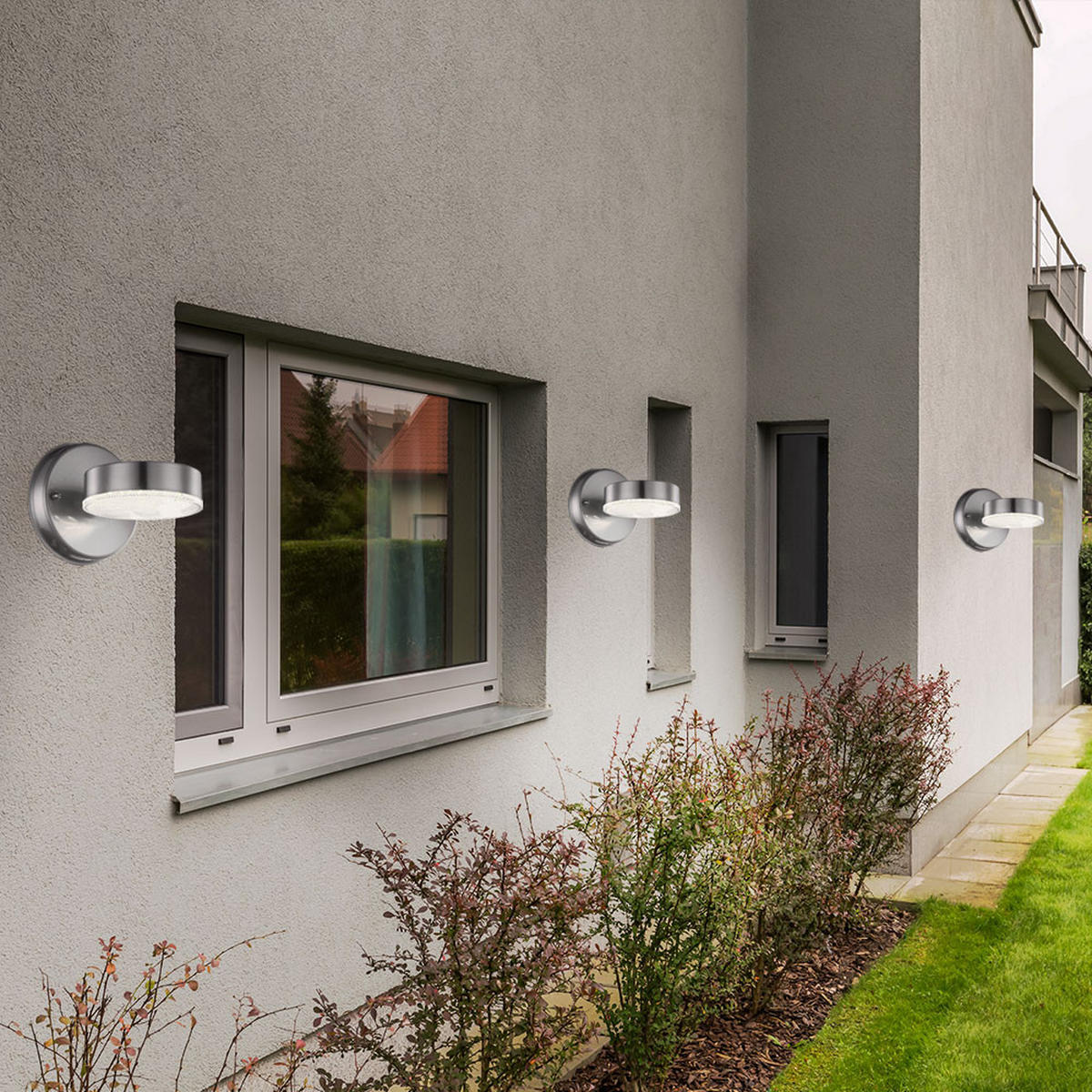 LED WANDLEUCHTE Edelstahl Silber 3er Set - Silberfarben, Metall (11.5/11.5/11.5cm) - Globo Lighting