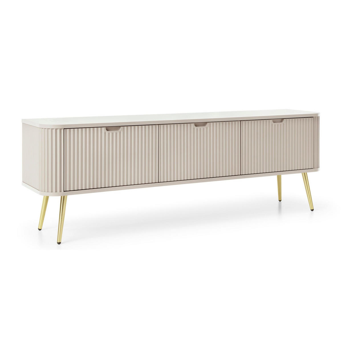 TV-SCHRANK Zova Greige mit goldenen Beinen 168 cm - Taupe/Goldfarben, Holzwerkstoff/Metall (168/56/39cm) - Selsey