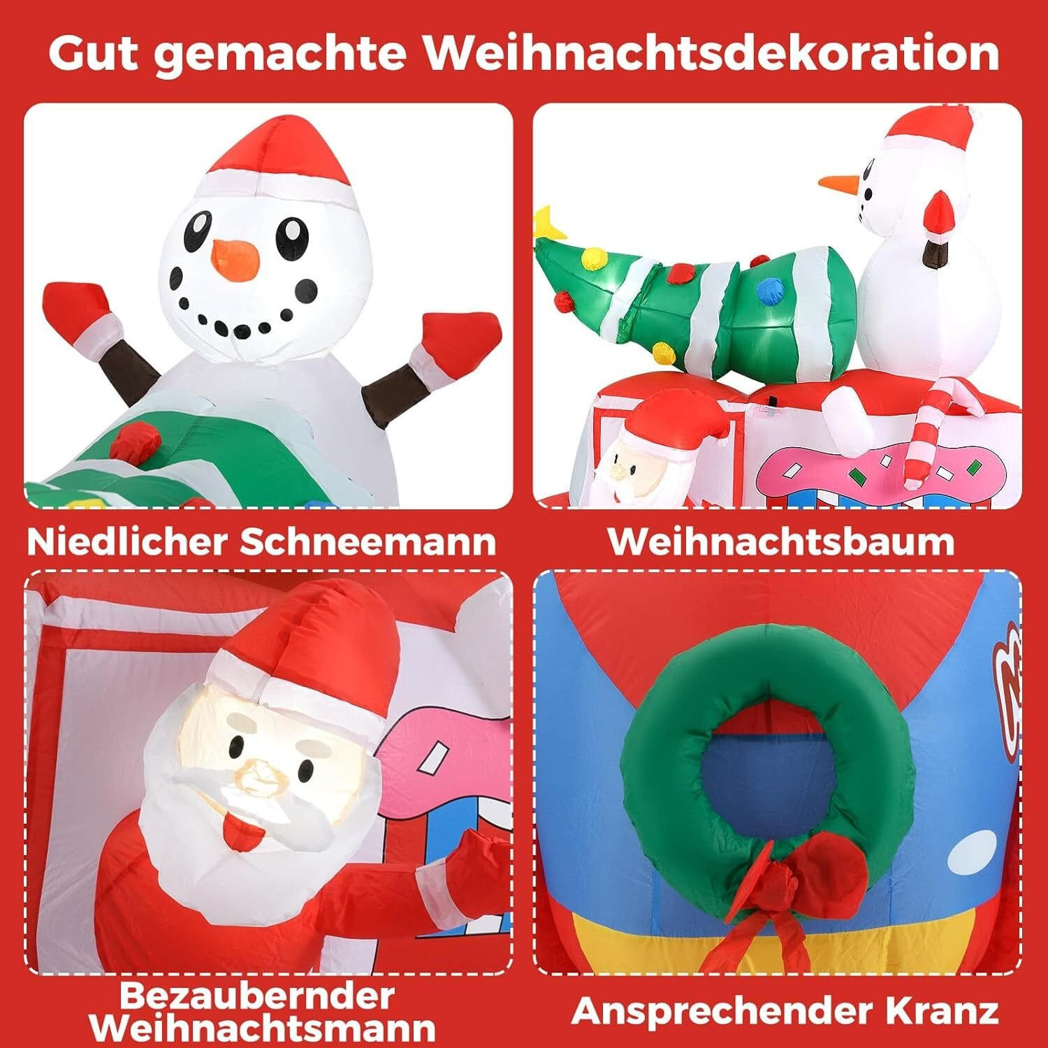 WEIHNACHTSMANN 177cm Multicolor - Multicolor, Textil (95/177/184cm) - COSTWAY