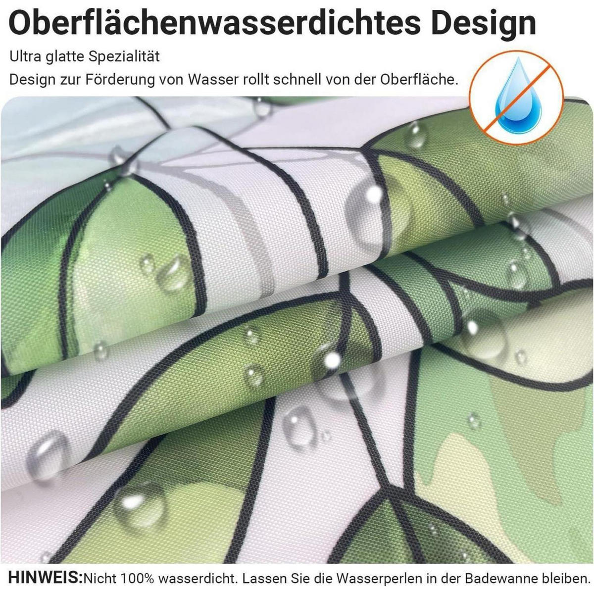DUSCHVORHANG Grün Blätter 80 x 180 cm - Grün, Textil (80/180cm)