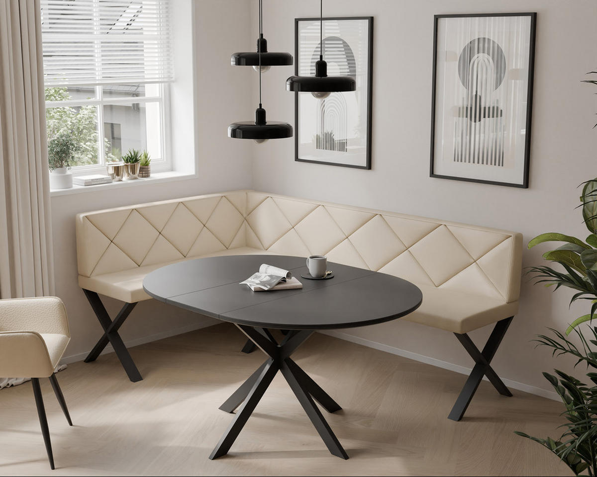 ECKBANK links VERO X Kunstleder gesteppt, 142/196 cm Beige - Beige, Kunststoff/Textil (142/196cm) - Idohome