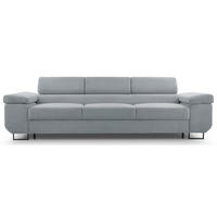 3-SITZER SOFA Capurso Hellgrau Cord - Hellgrau/Schwarz, Textil/Metall (274/90/98cm) - Selsey