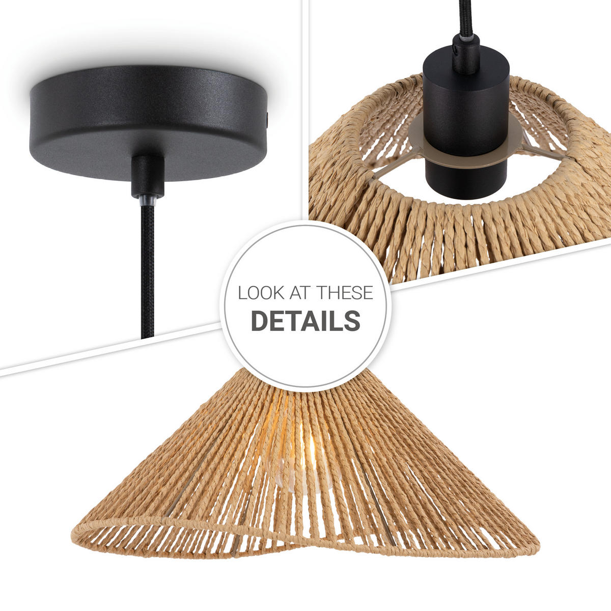 PENDELLEUCHTE Hugo - Schwarz, Metall (45/45/25cm) - Paco Home