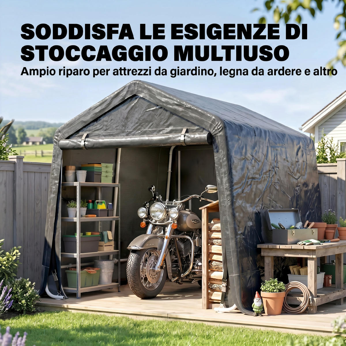 CARPORT Dunkelgrau 1 Stück - Dunkelgrau, Kunststoff/Metall (240/240/280cm) - GiPP