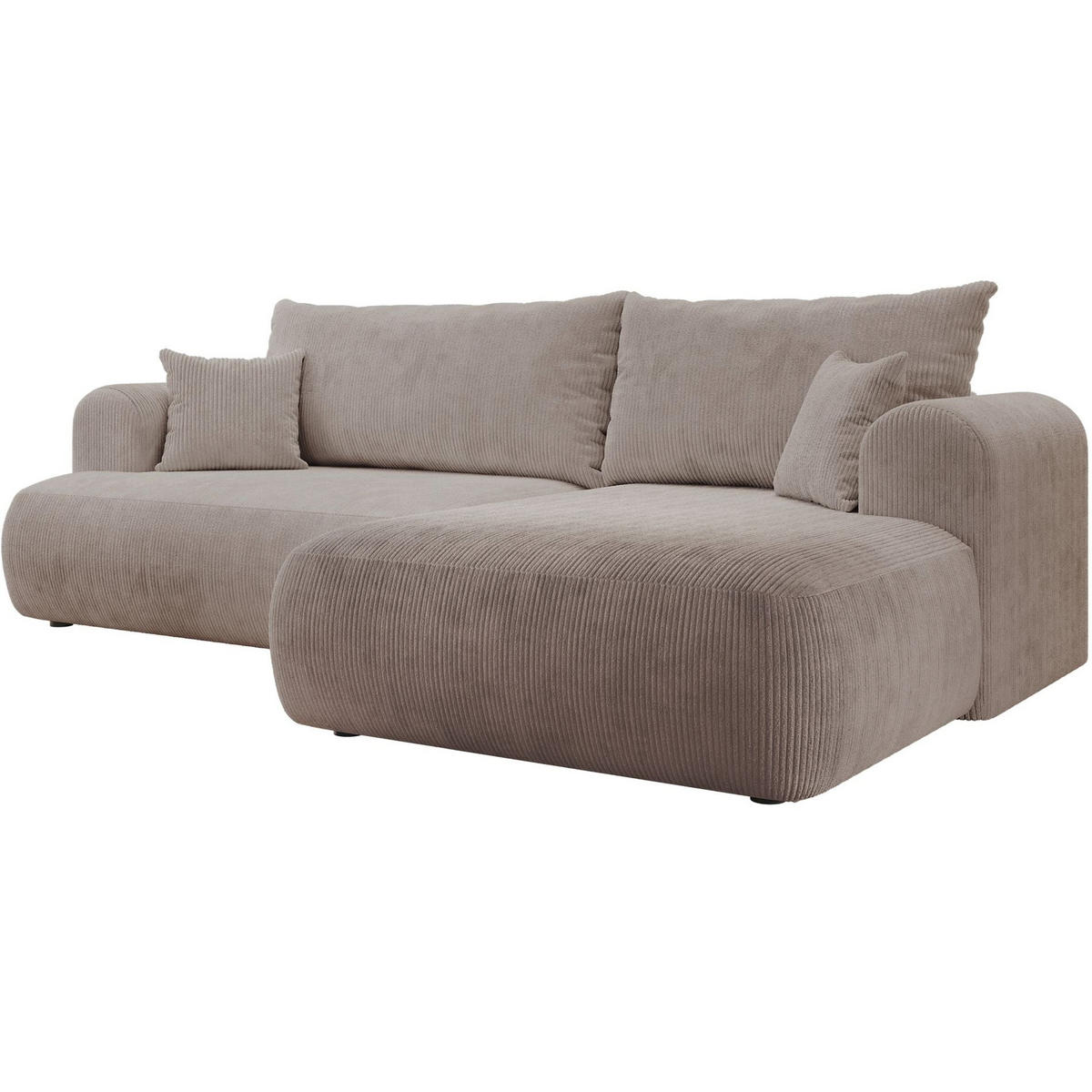 ECKSOFA Ovo Cord mit Cordbezug Beige, rechts - Beige/Schwarz, Textil (165/260cm) - Selsey