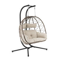 XXL-KORBHÄNGESESSEL Aria beige inkl. waschbare Bezüge - Naturfarben, Kunststoff/Metall (130/197/127cm) - Juskys