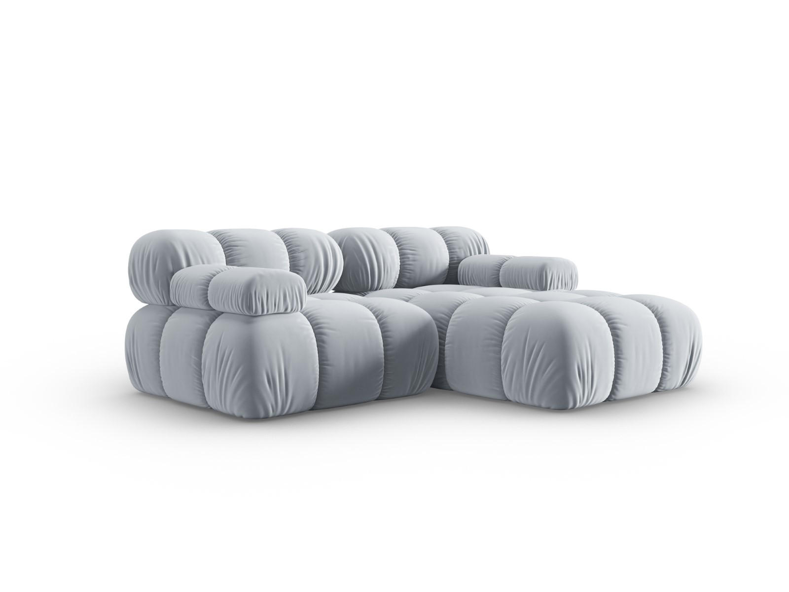 MODULARES-ECKSOFA rechts Bellis aus Samt hellblau 3 Sitzplätze - Hellblau, Textil (157/191cm) - Micadoni