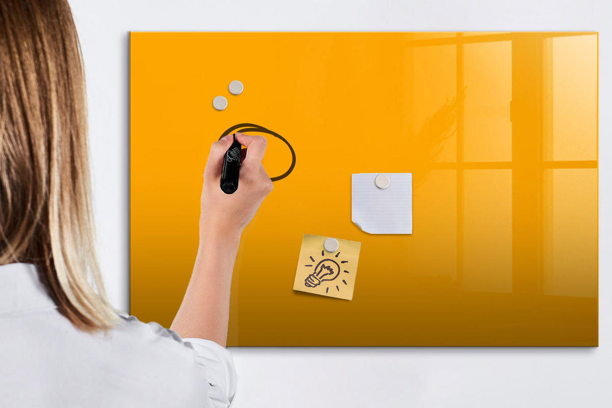MAGNETTAFEL 90x60 Dunkelgelb schwarzer Marker - Dunkelgelb, Glas (90/0.4/60cm) - TULUP