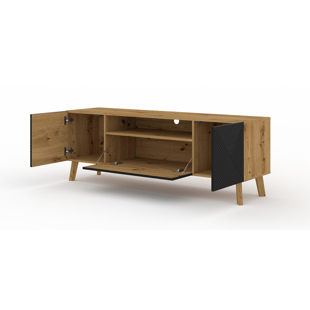 TV-MÖBEL Nexa Holz und Schwarz - Schwarz, Holzwerkstoff (160/56/42cm) - Petits-meubles