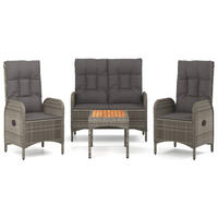 LOUNGEGARNITUR mit Kissen, aus Poly Rattan, in Grau, 4-teiliges Set - Grau, Kunststoff - vidaXL