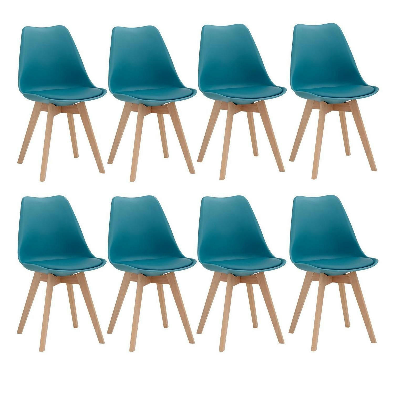 ESSZIMMERSTUHL 8er-Set Dunkelgrün Buchenholzbeine - Petrol, Holz (40/83/40cm)