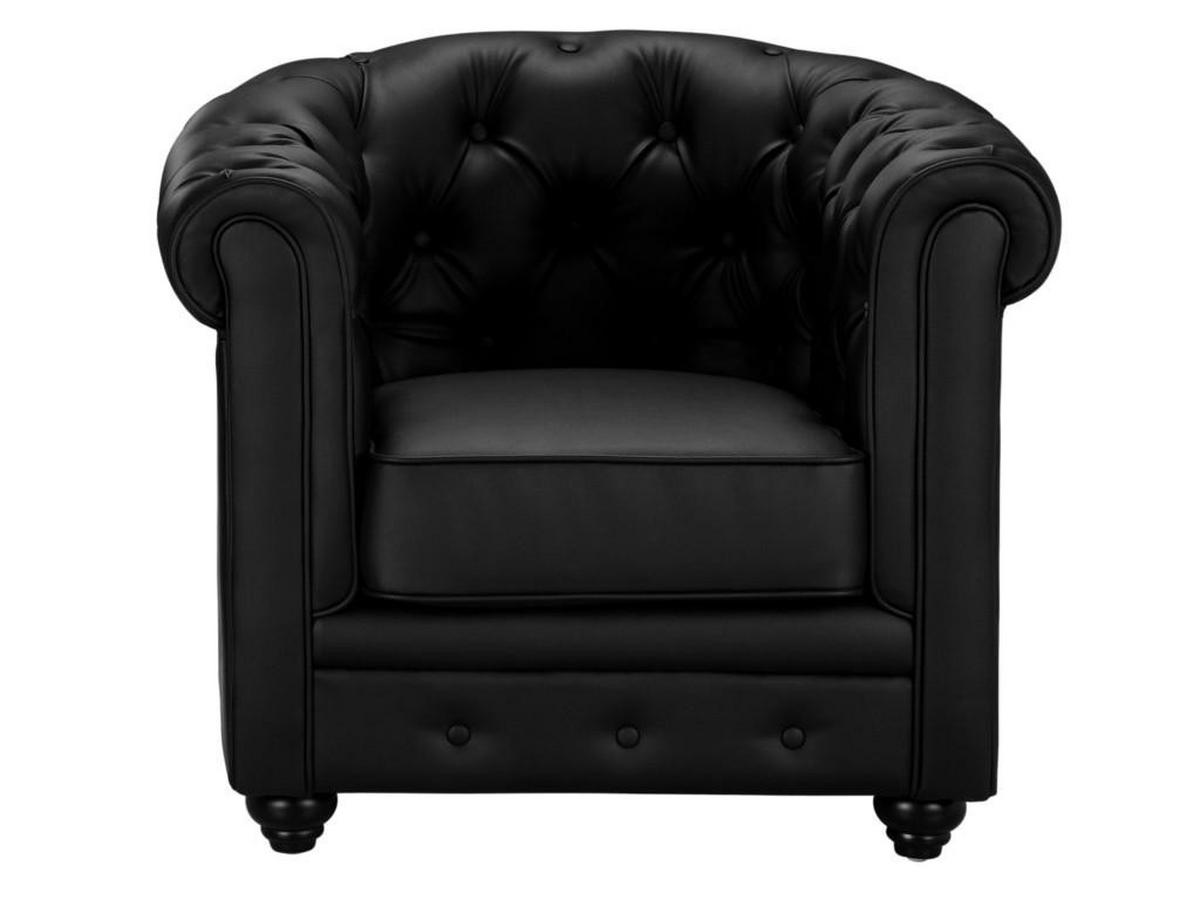 SESSEL - Kunstleder - Schwarz - CHESTERFIELD - Schwarz, Leder (78/72/82cm) - Vente-Unique