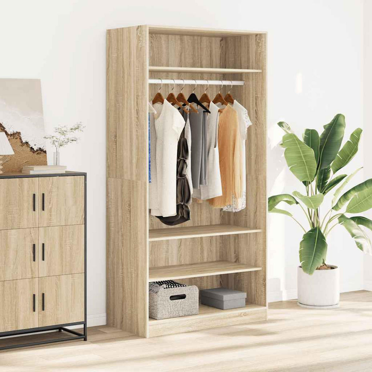 KLEIDERSCHRANK Durham 100/50/200 cm - Braun, Holzwerkstoff (100/200/50cm) - Nettlife