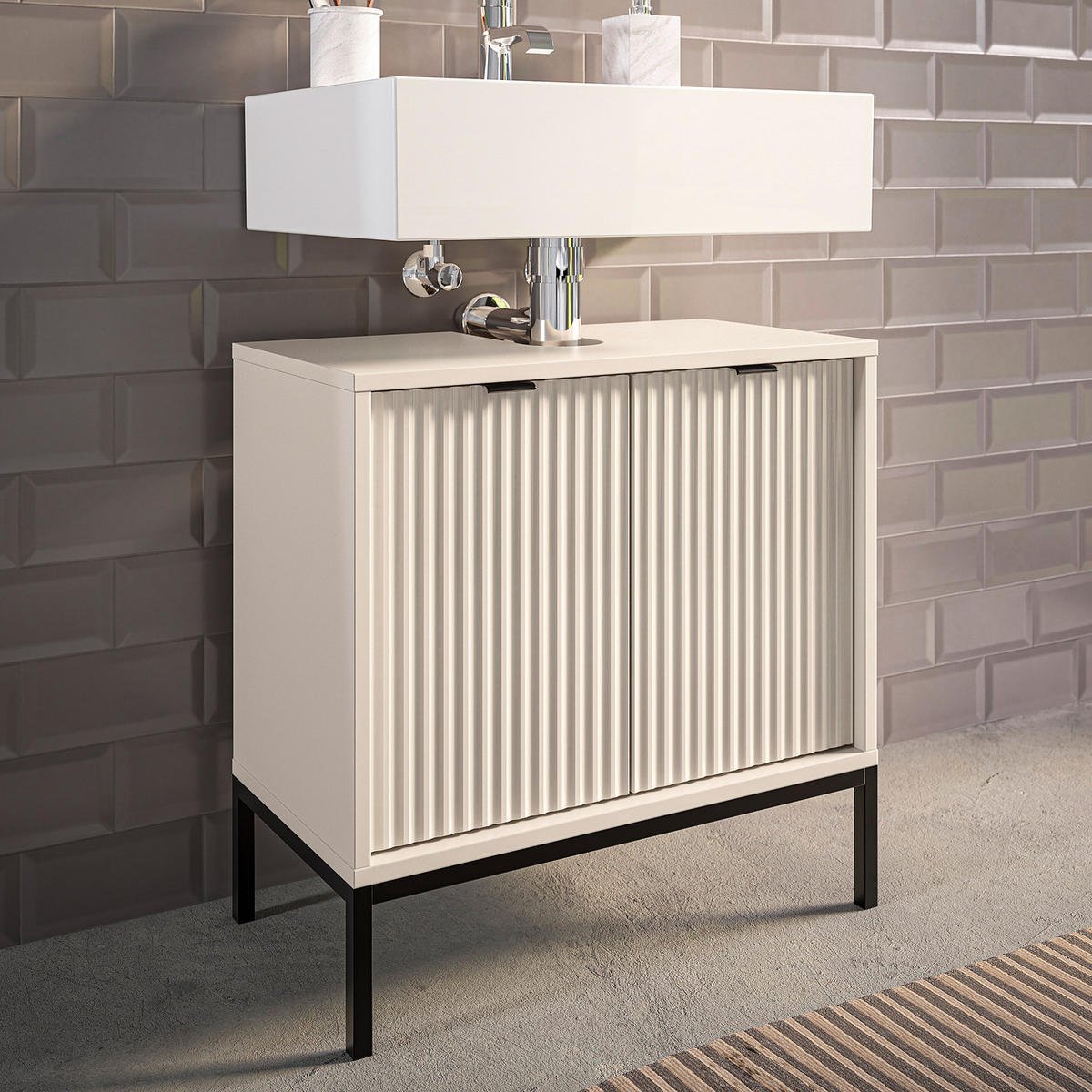 WASCHBECKENUNTERSCHRANK - Kaschmir, Holzwerkstoff (60/60/32cm) - home24