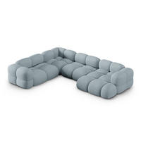 PANORAMASOFA links Loretto aus strukturiertem Stoff pastellblau 5 Sitzplätze - Pastellblau, Textil (250/68/345cm) - Cosmopolitan Design