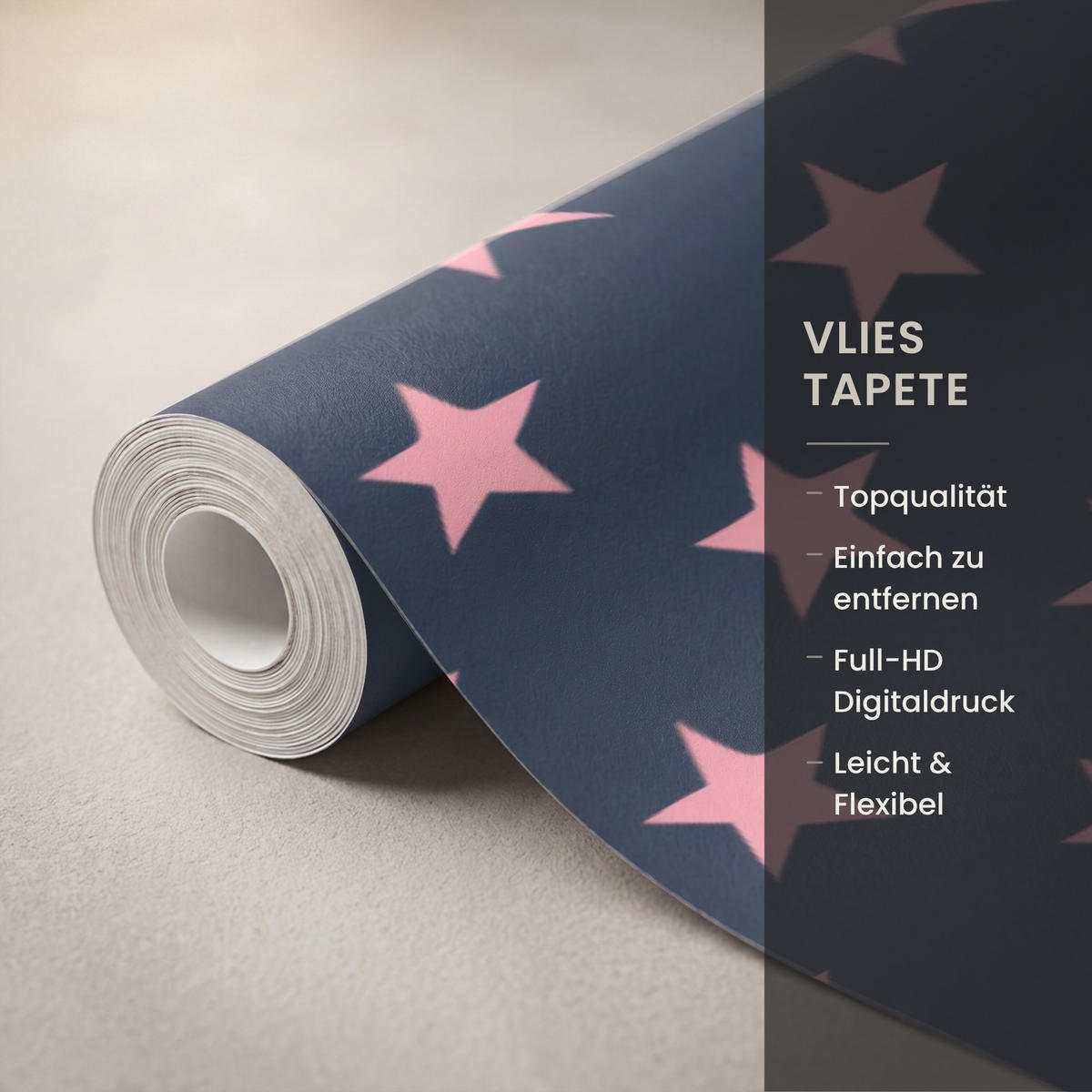 KINDERTAPETE - Muster - Sterne - Rosa - 400x240 cm - Anthrazit, Papier (400/240cm) - OnlyWow