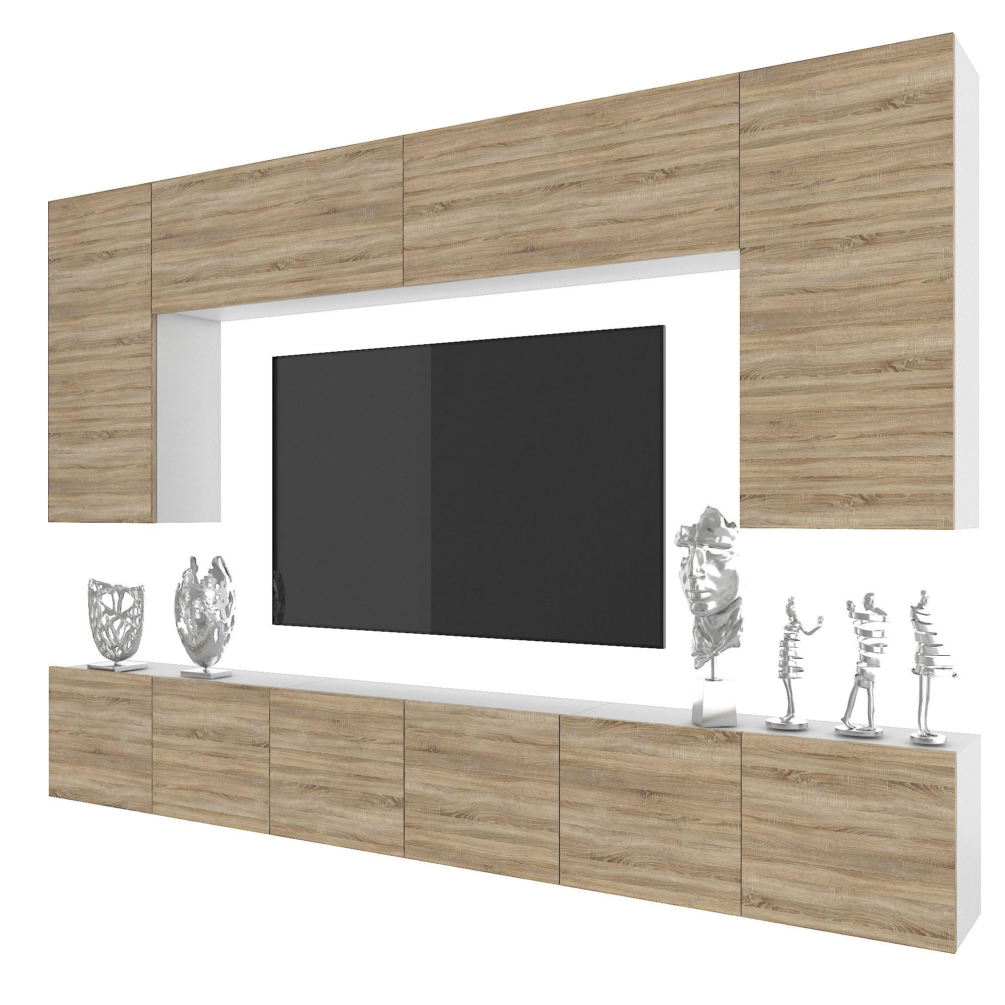 B BELINI GROUP OBÝVACÍ STĚNA Milano 2, Dub Sonoma matný, 300 cm, Bezúchytková