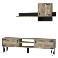WOHNWAND Costa Eiche - Eichefarben/Schwarz, Holzwerkstoff/Metall (180/49/29.5cm) - moebel17