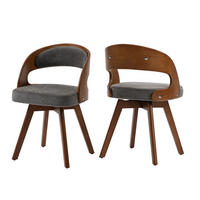 ESSZIMMERSTÜHLE 2er-Set aus Holz mit drehbarer Sitzfläche und Leinenkissen, Grau - Braun/Grau, Textil/Metall (44/75/44cm) - Meubles Cosy