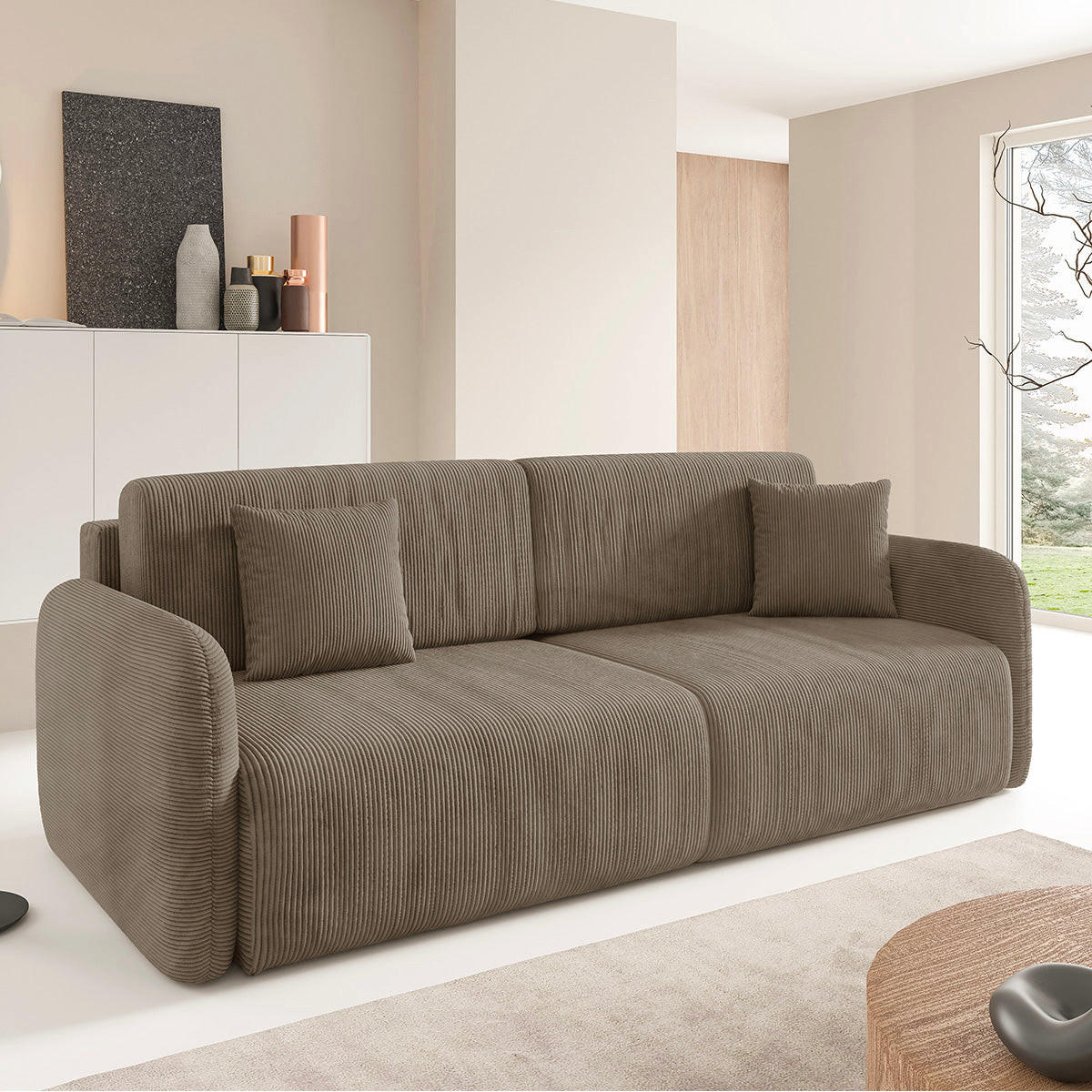 POHOVKA Dora 3 miesta na sedenie Taupe - taupe, drevo (233/92/110cm) - Petits-meubles