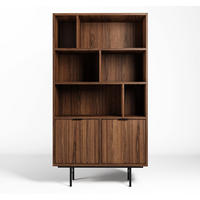 REGAL Nordiva 2T Warmia Walnut 90/185/35 cm – Offene Fächer - Walnussfarben/Schwarz, Holzwerkstoff/Metall (90/185/35cm) - AX Living