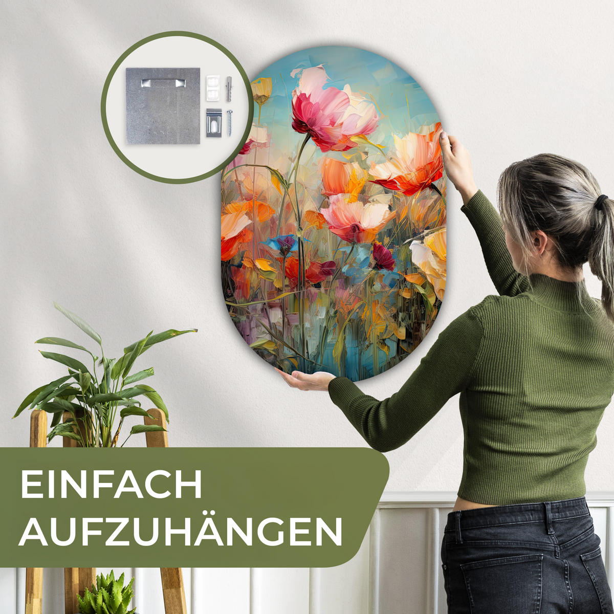 WANDBILD Blumen - Aquarell - Kunst - Botanisch - Natur 60x90 cm - Orange, Kunststoff (60/90cm) - MuchoWow