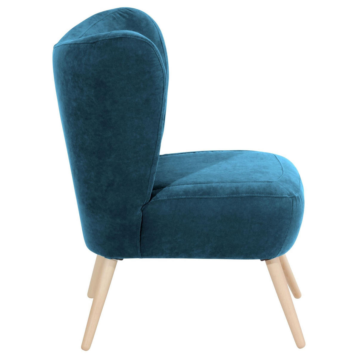 SESSEL Kathy Bezug Veloursstoff Buche natur / petrol - Blau, Kunststoff (70/86/69cm) - 58aufmkessel